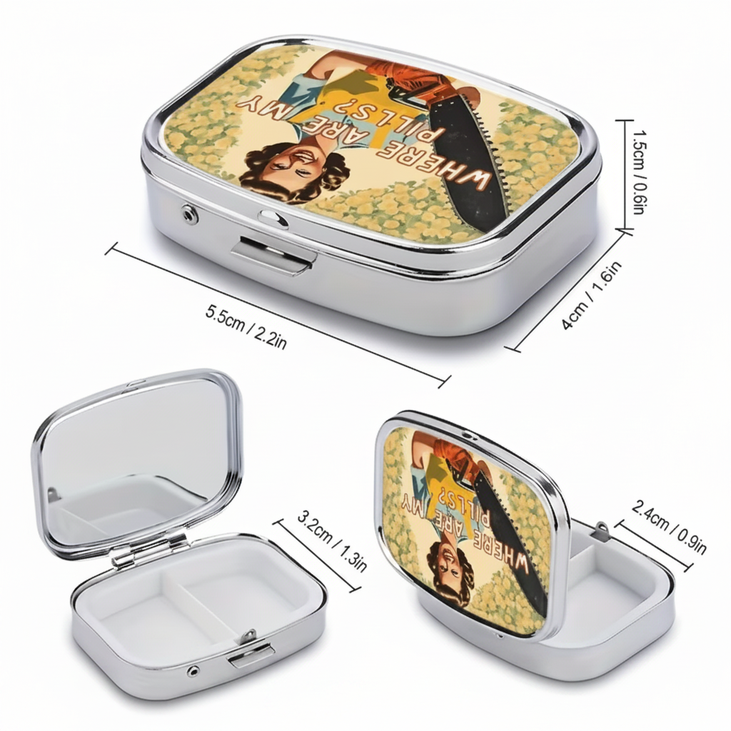 Pill Organizer - Compact - 2 Compartment - "Where's My Pills?" - Travel Size