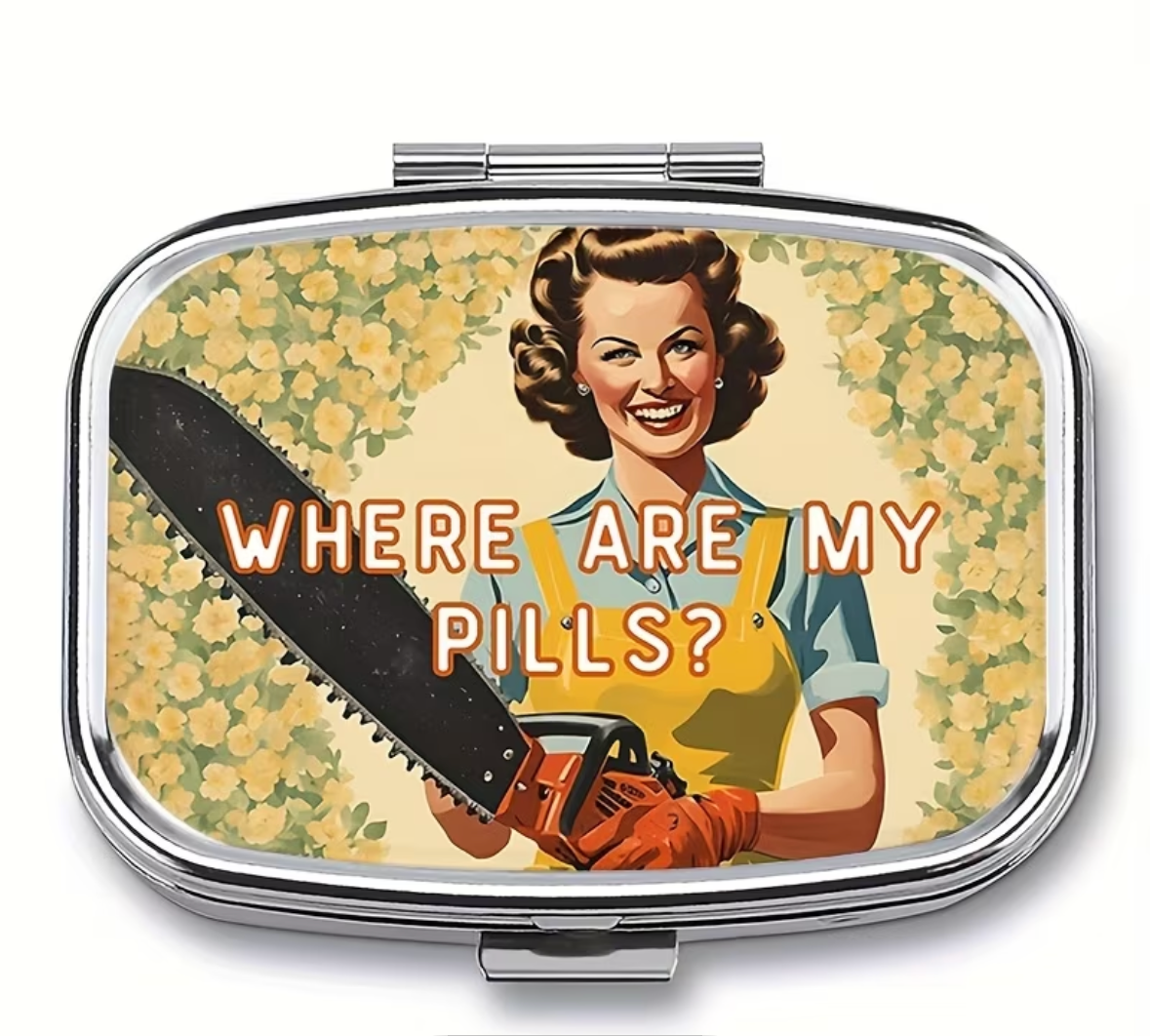Pill Organizer - Compact - 2 Compartment - "Where's My Pills?" - Travel Size