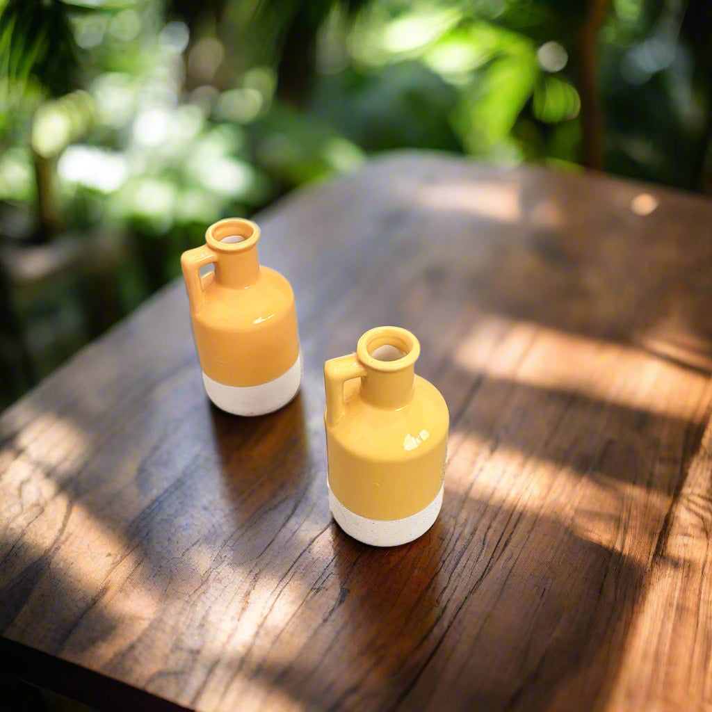 Ceramic Jug Vases - Set of 2 - Yellow