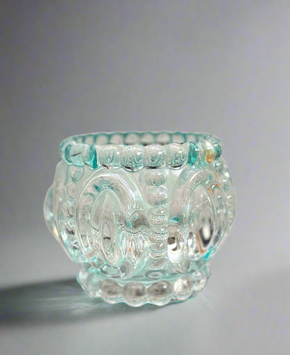 Vintage - Art Deco Style - 1950's  - Bubble Glass Candle Holder
