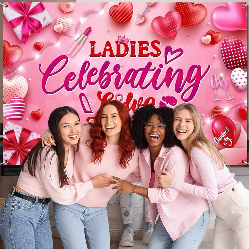 Banner - Galentine's Day - Backdrop-  "Ladies Celebrating Ladies" - 5.9'x3.6'