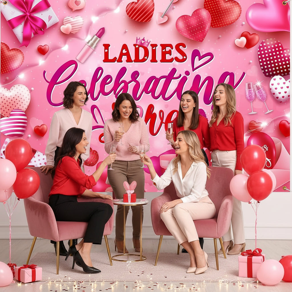 Banner - Galentine's Day - Backdrop-  "Ladies Celebrating Ladies" - 5.9'x3.6'