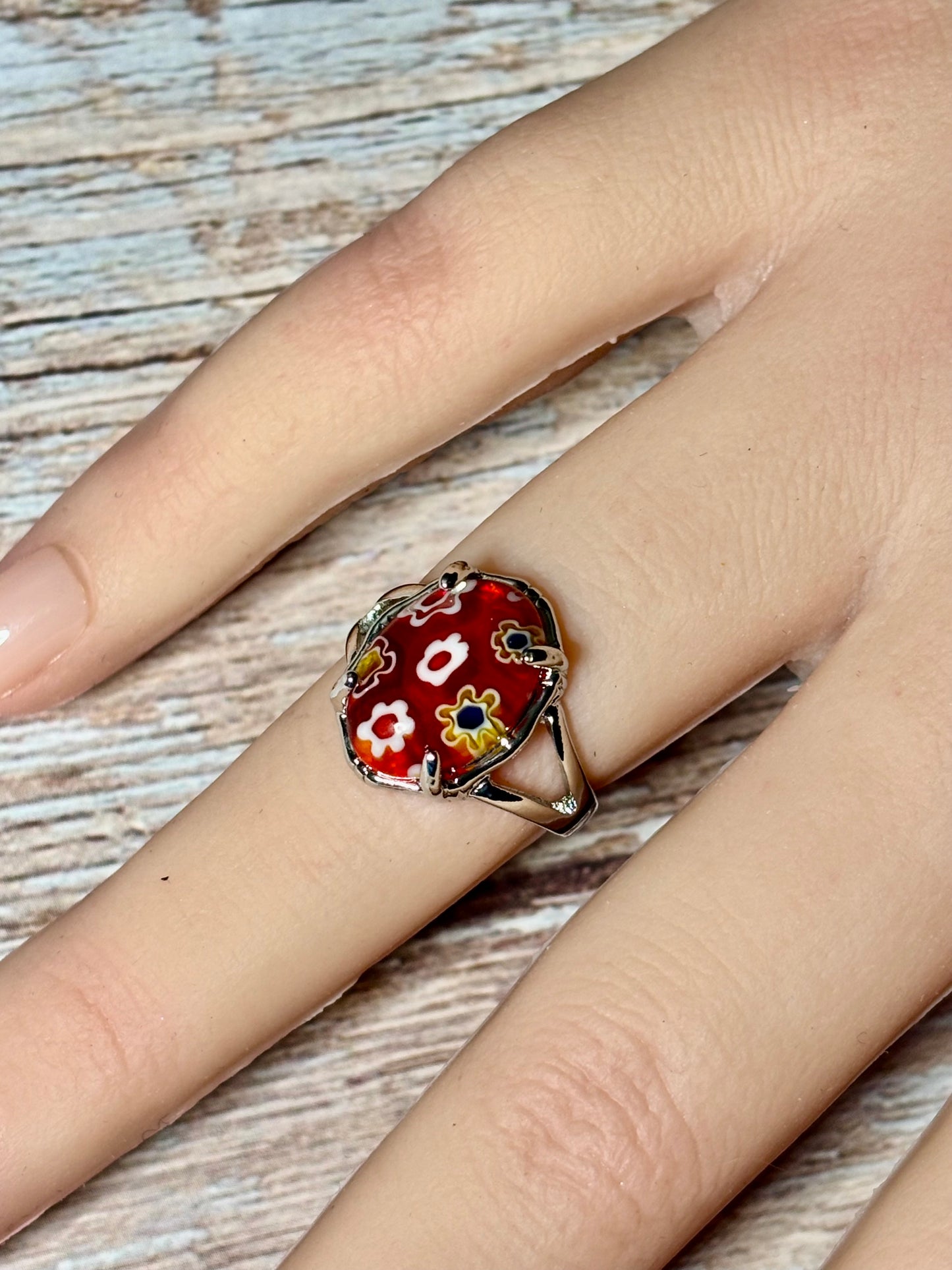 Ring Size 6 - Red Millefiori