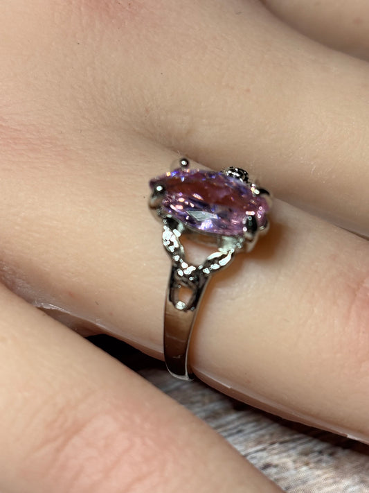 Ring Size 8 - Synthetic Pink Sapphire