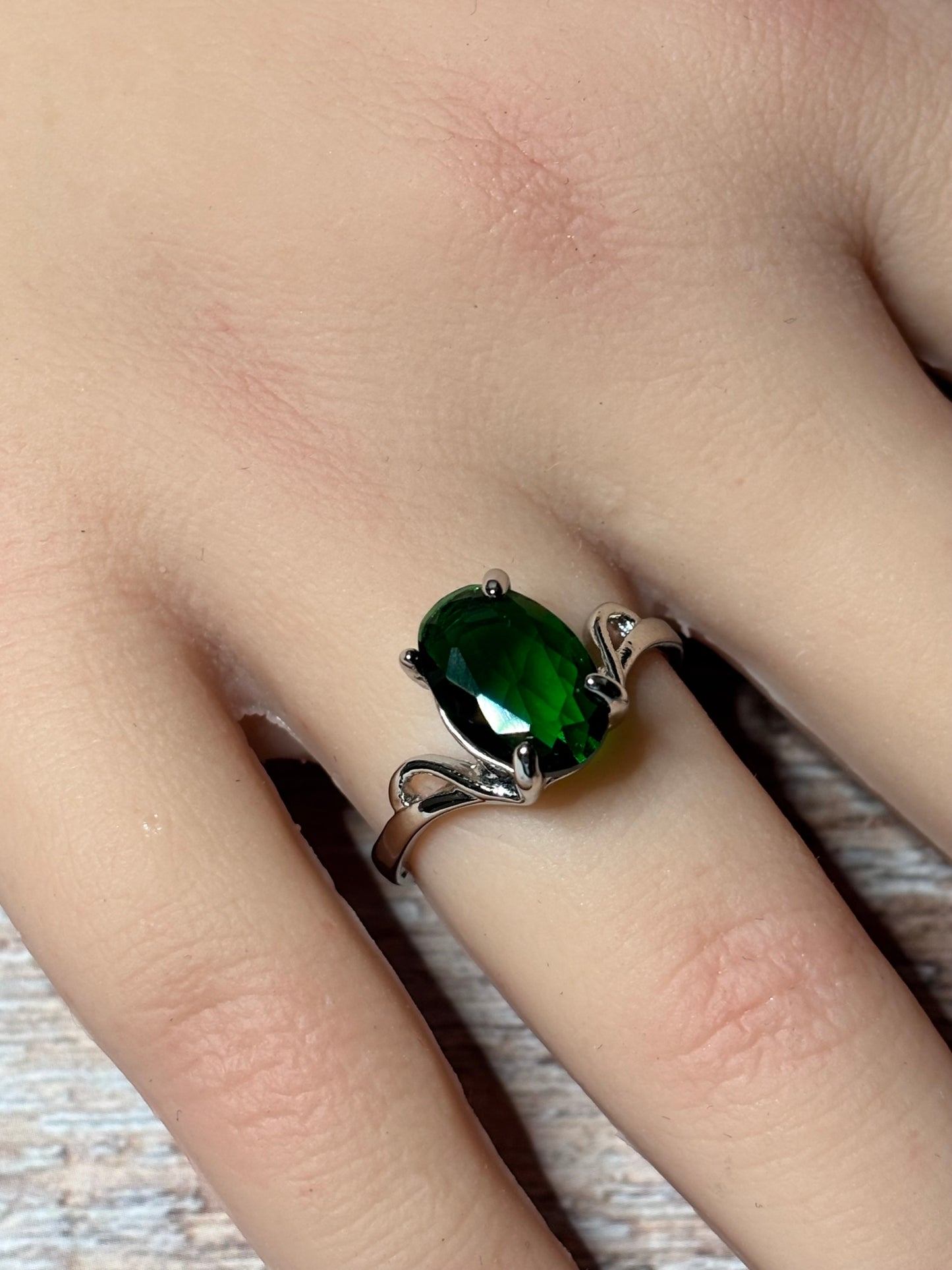 Ring Size 9 - Synthetic Emerald