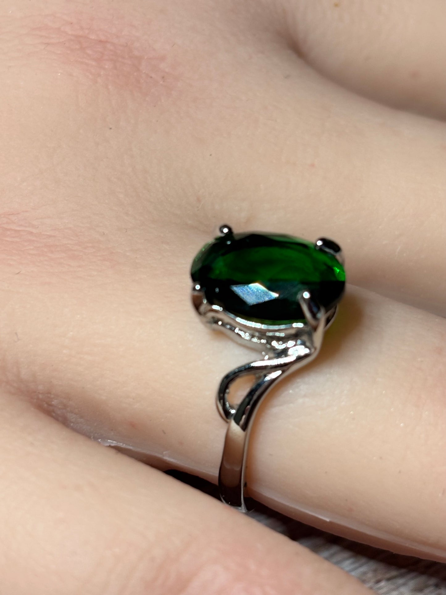 Ring Size 9 - Synthetic Emerald