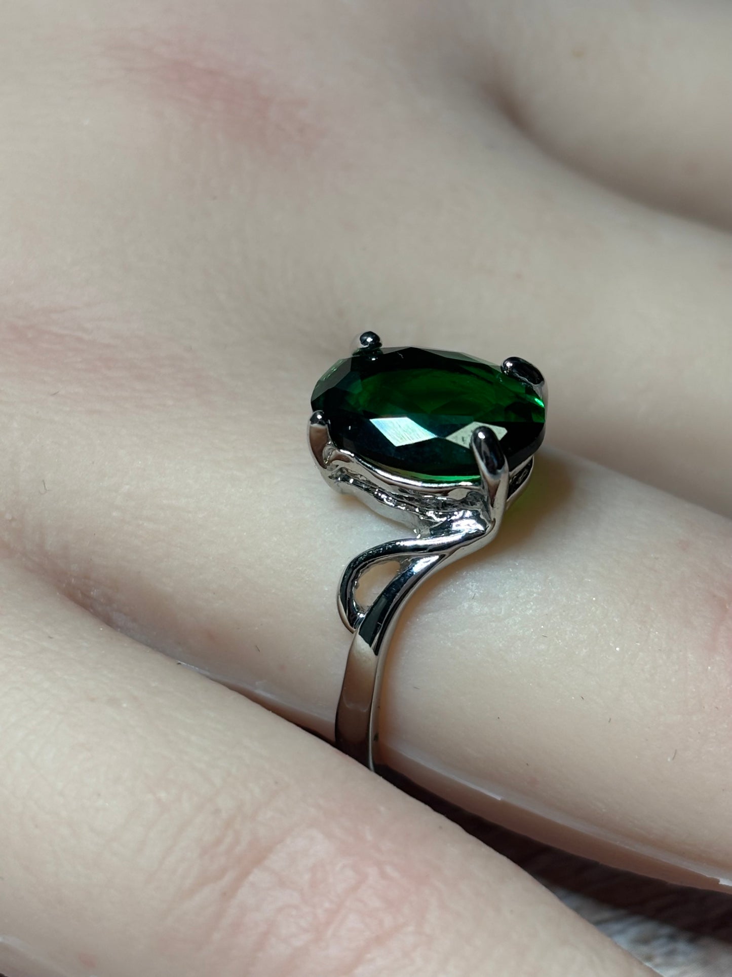 Ring Size 9 - Synthetic Emerald