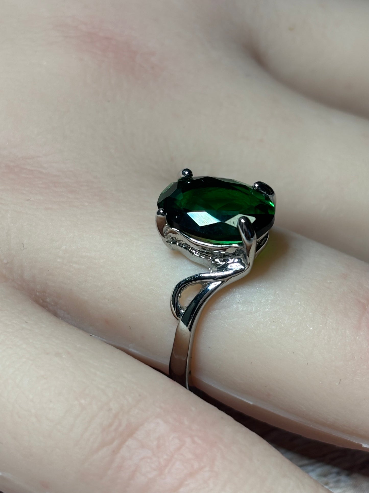 Ring Size 9 - Synthetic Emerald
