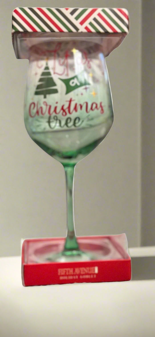 Lit As a Christmas Tree - Large Wine Glass