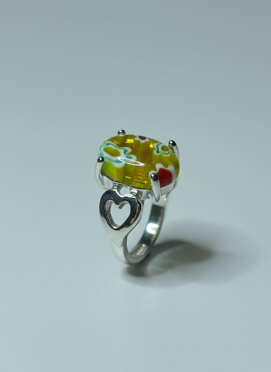 Ring - Size 5.5 - Yellow Floral Murano