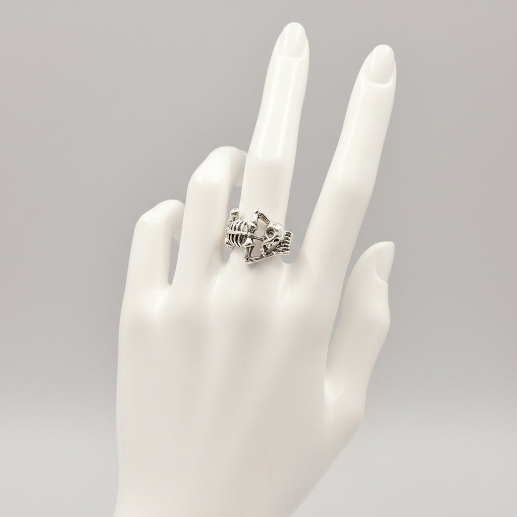 Ring - Gothic - Sterling Silver - Skeleton - Open Ended - Size 8.5