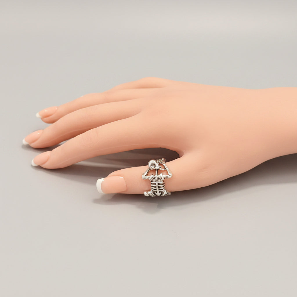 Ring - Gothic - Sterling Silver - Skeleton - Open Ended - Size 8.5