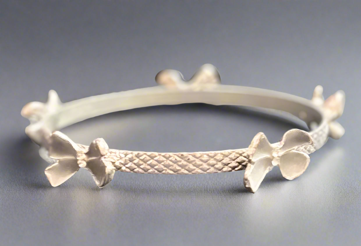 Bow Bangle -  Silver Toned Bracelet