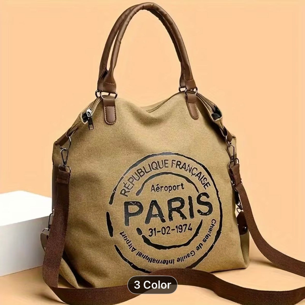 Vintage Style Aeroport Paris Canvas - Handbag/Tote Bag