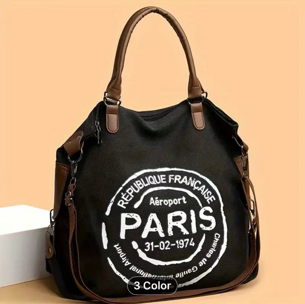 Vintage Style Aeroport Paris Canvas - Handbag/Tote Bag