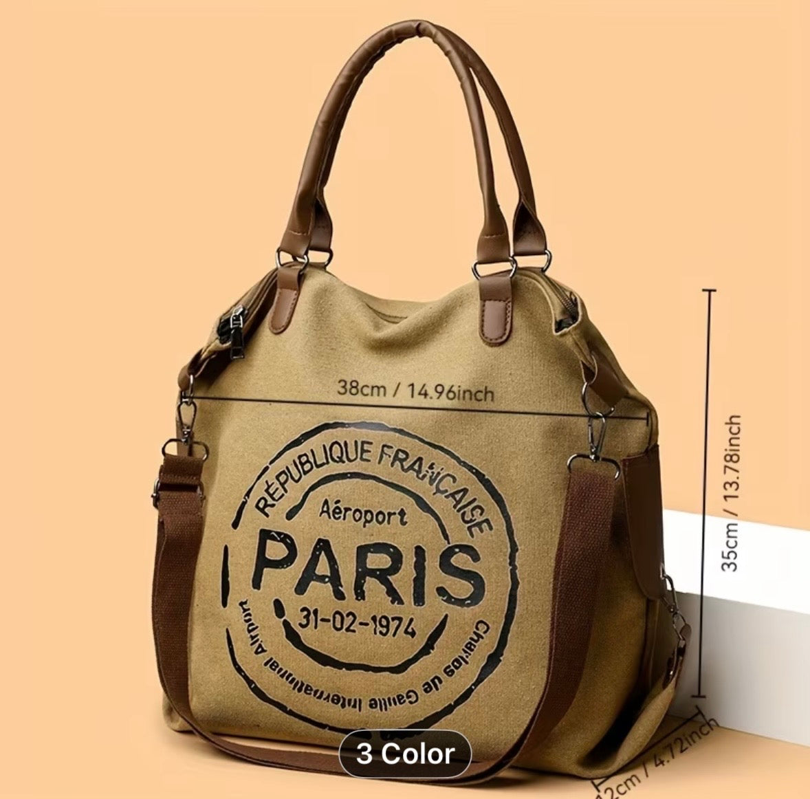 Vintage Style Aeroport Paris Canvas - Handbag/Tote Bag