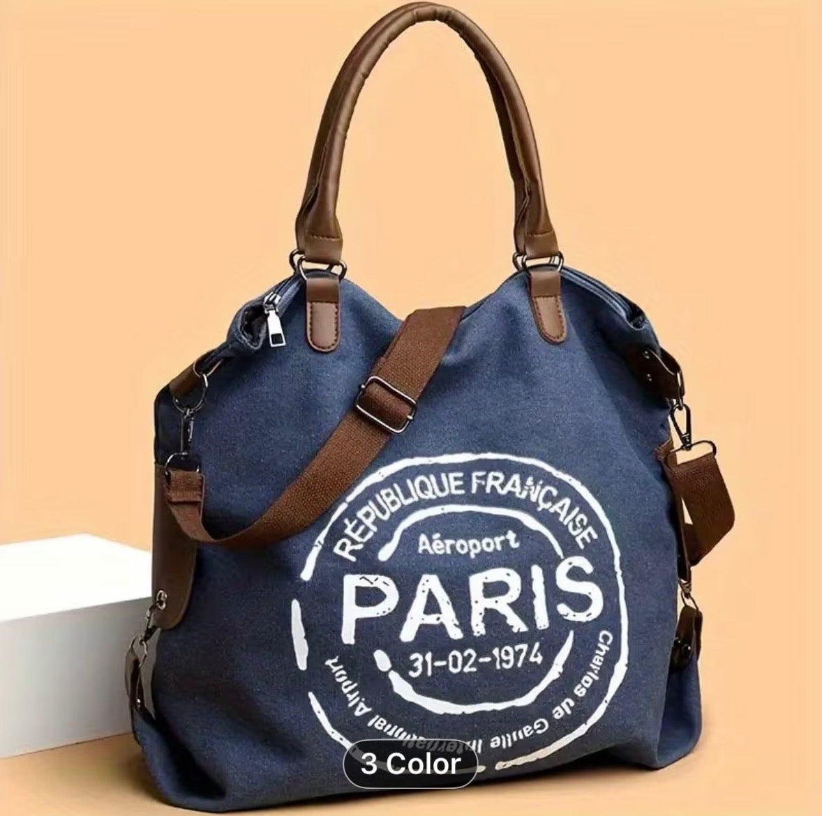 Vintage Style Aeroport Paris Canvas - Handbag/Tote Bag