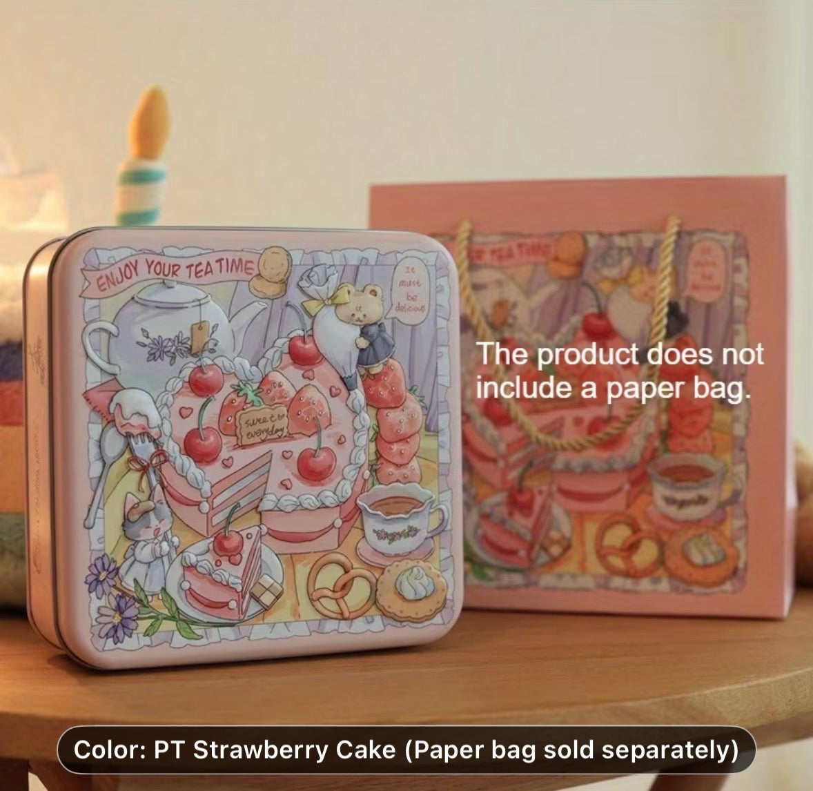 Whimsical Illustrations of Animals Square Storage Tins - 6.7" by 6.7" by 2.4"