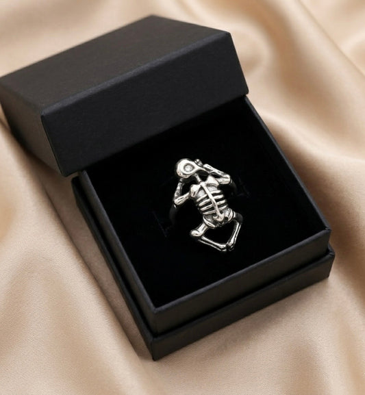 Ring - Gothic - Sterling Silver - Skeleton - Open Ended - Size 8.5