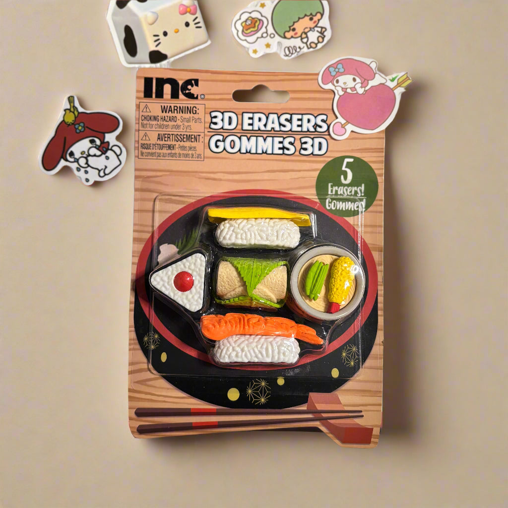 5 Piece Eraser Set - 3D Sushi Erasers