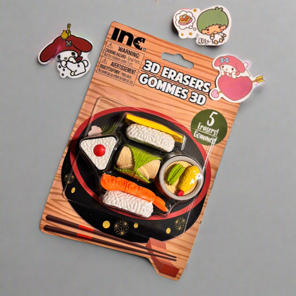 5 Piece Eraser Set - 3D Sushi Erasers