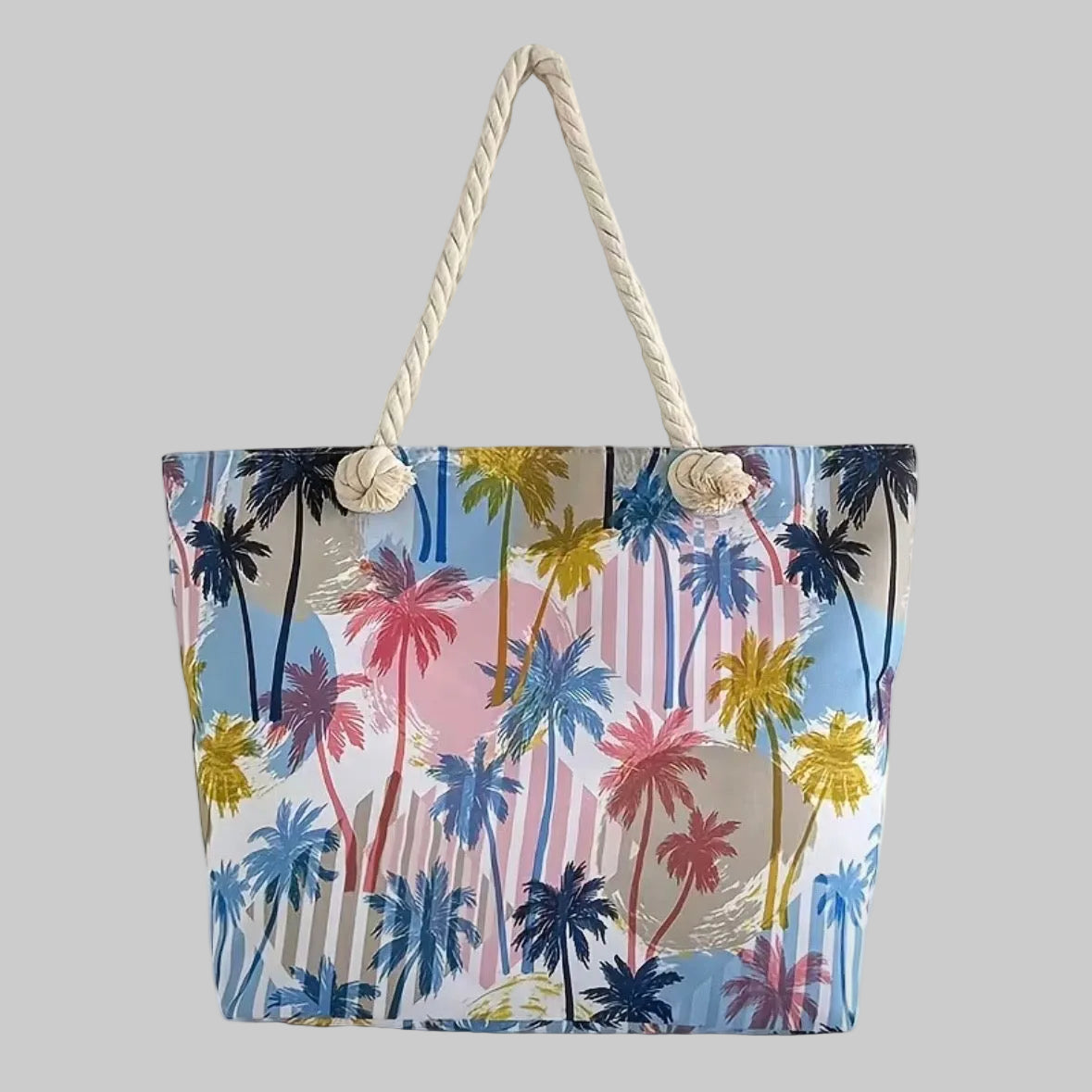 Tote Bag - Foil Palm Tree with Zipper Closure