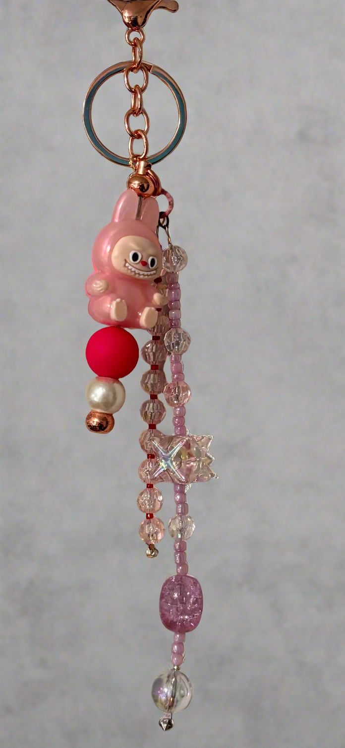 Handmade - Labubu Keychain - Bag Charm - Pink