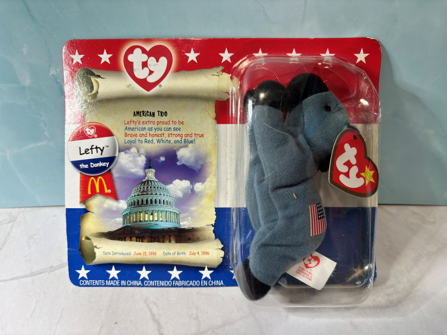 Ty 1996 Lefty The Donkey Beanie Babies