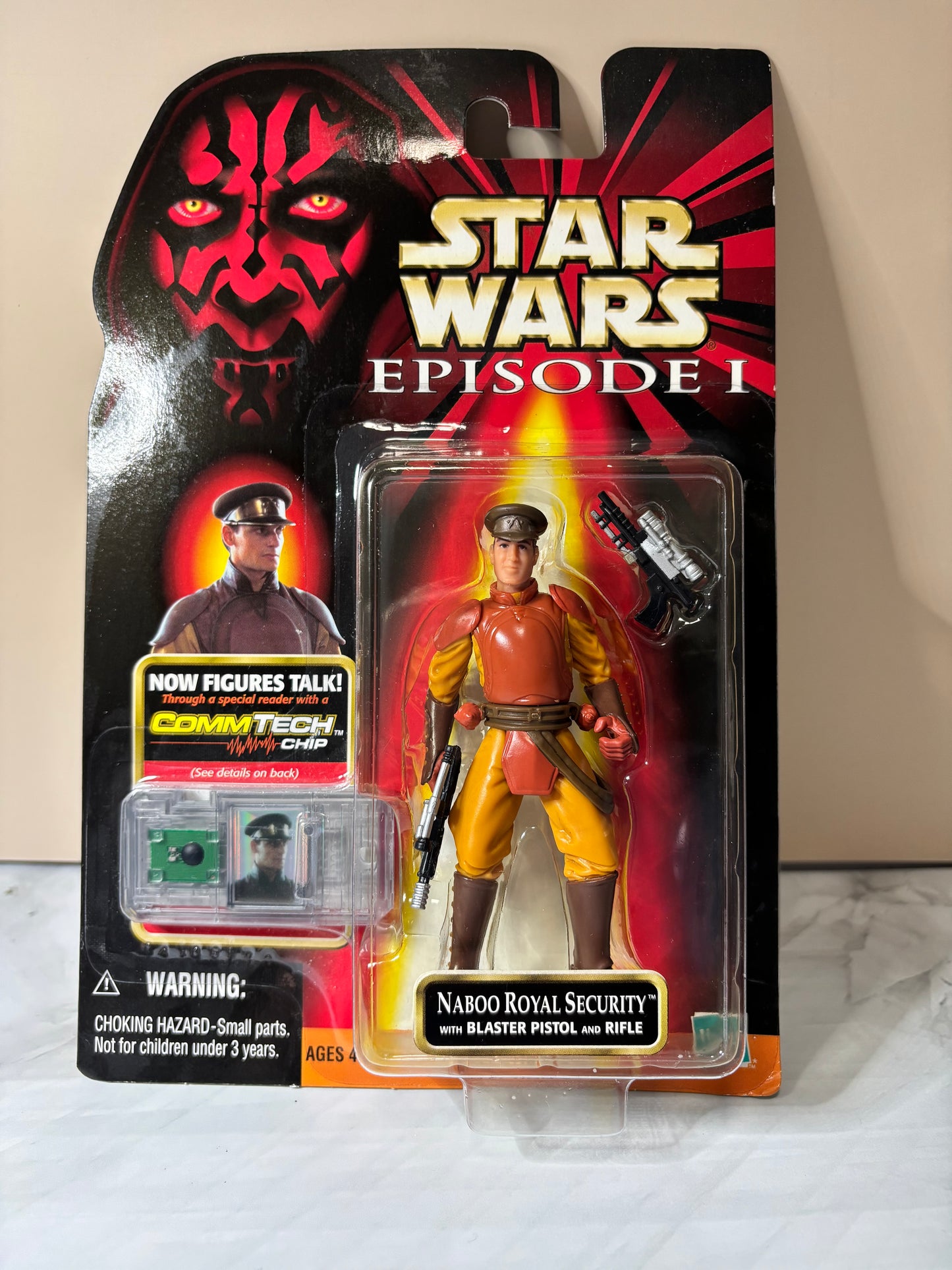 Star Wars Episode 1 Naboo Royal Security with Blaster Pistol and Rifle Comm Tech Chip