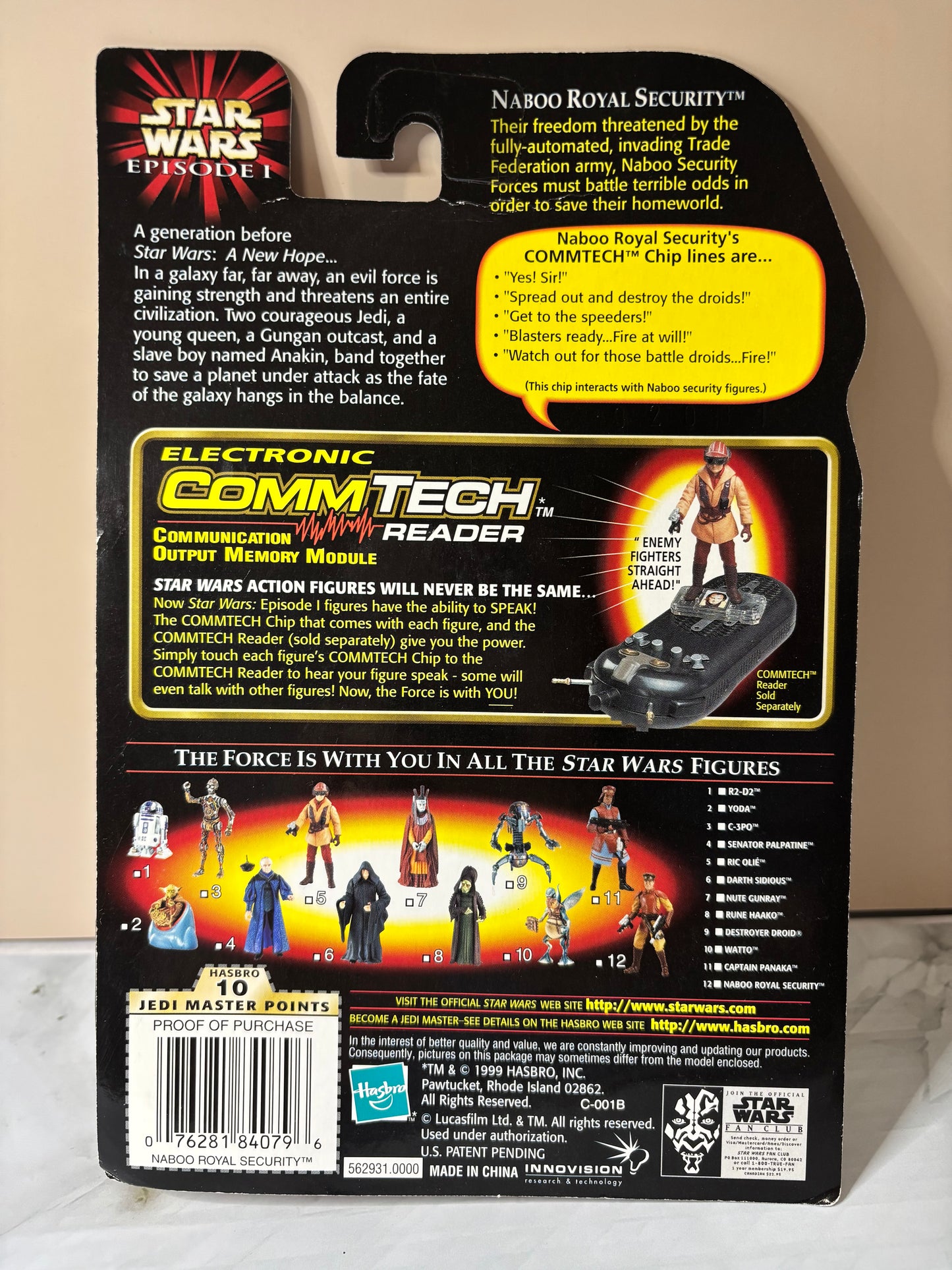 Star Wars Episode 1 Naboo Royal Security with Blaster Pistol and Rifle Comm Tech Chip