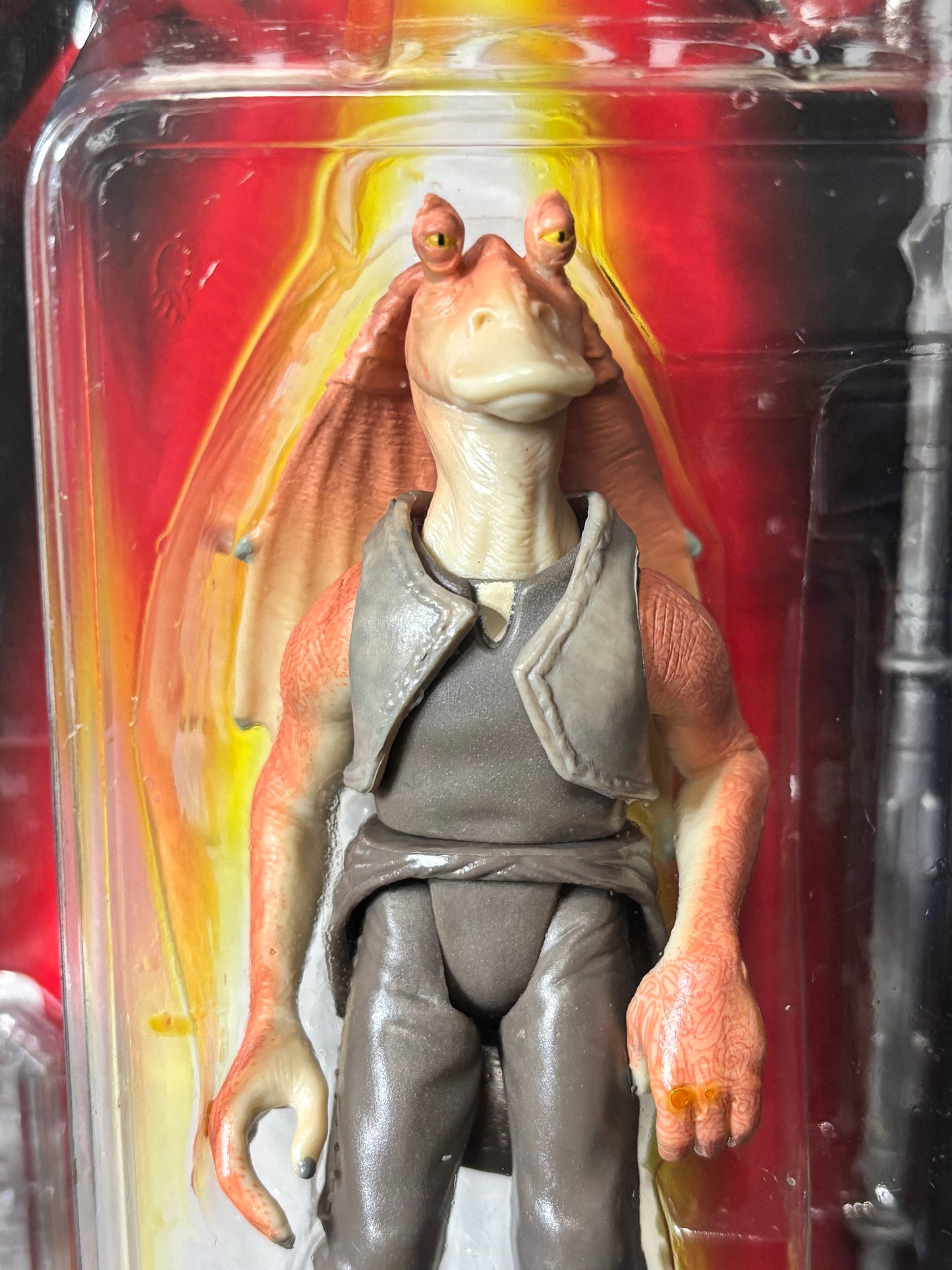 Star Wars Episode 1 Jar Jar Binks with Gungan Battle Staff Comm Tech Chip