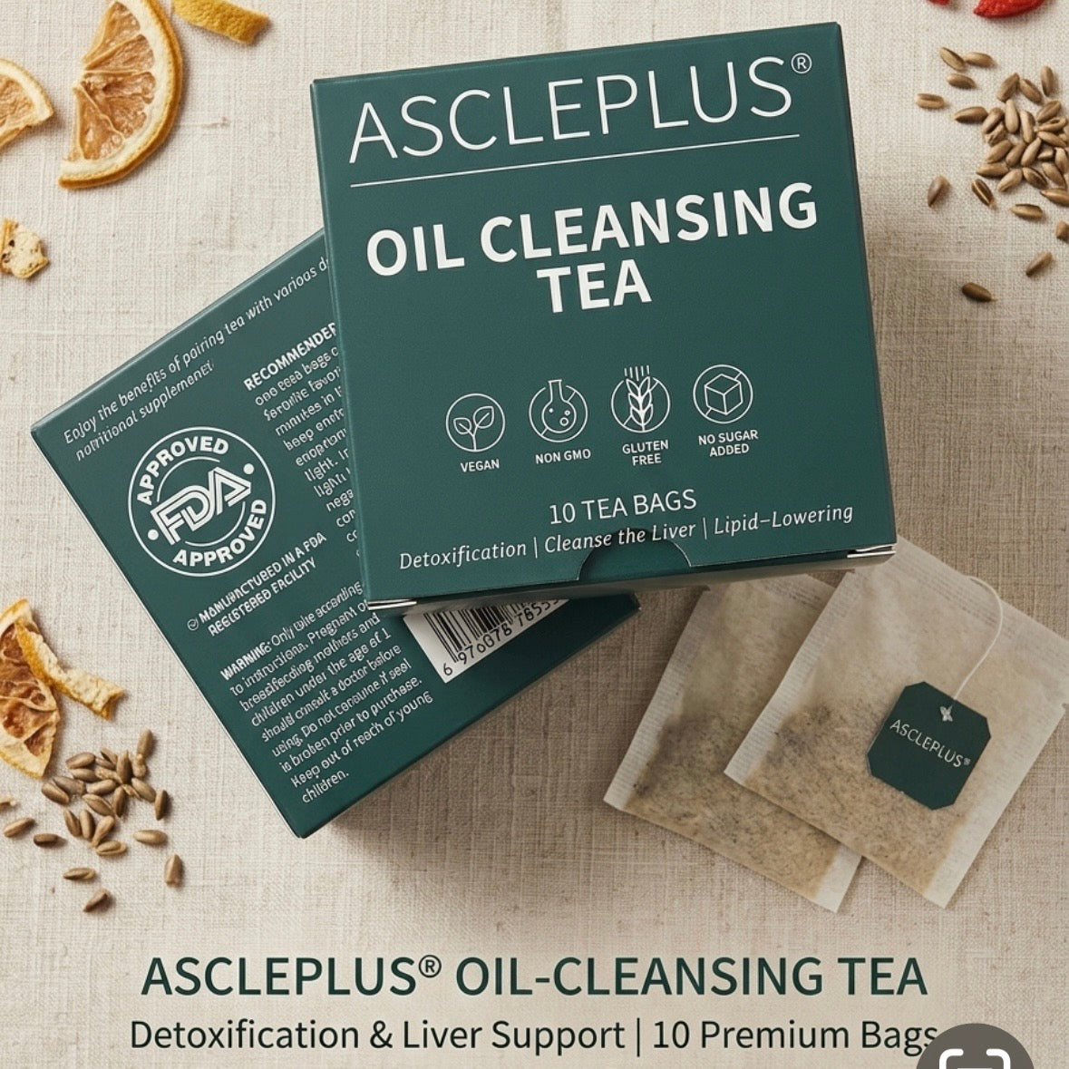 Tea - ASCLEPLUS - Oil Cleansing Tea - 10 Tea Bags