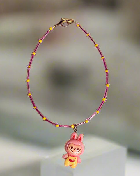 Handmade - Beaded Monster Rabbit Charm - Bracelet & Necklace