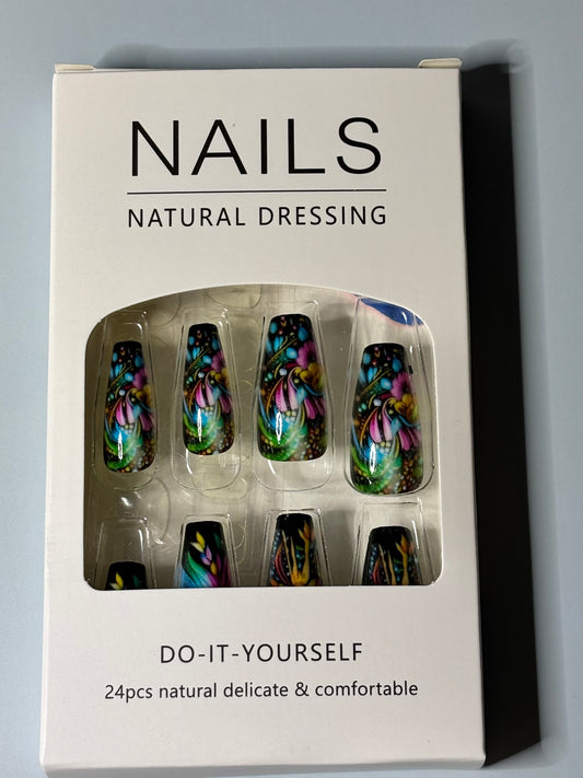Press on Nails Peacock Feather Design