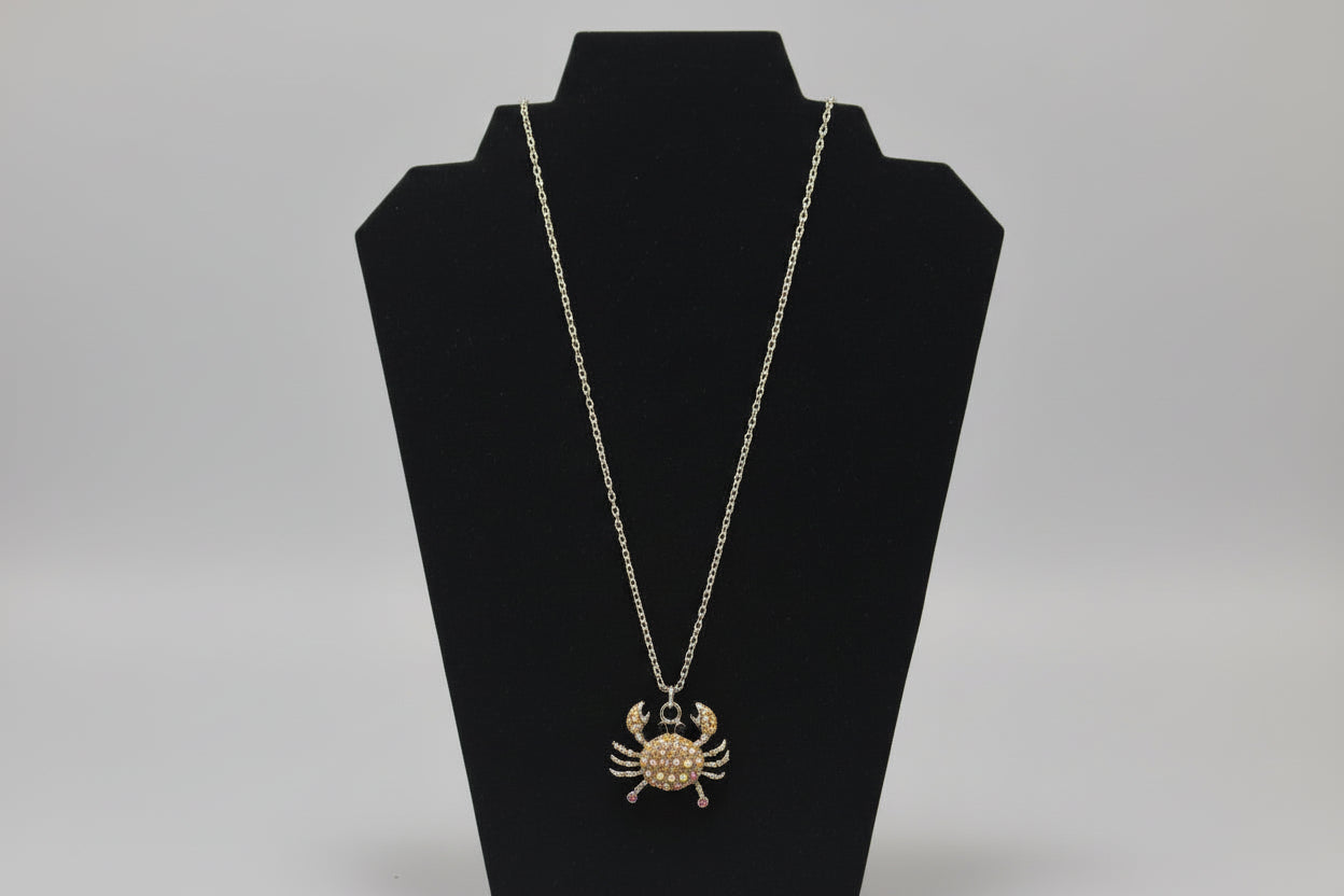 Necklace - Rhinestone Crab Pendant