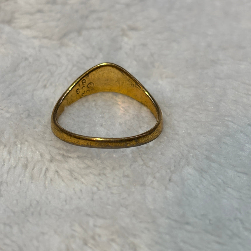 Ring - Vintage - Gold Tone - Southwestern - Inlay Turquoise and Black Onyx - Size 8