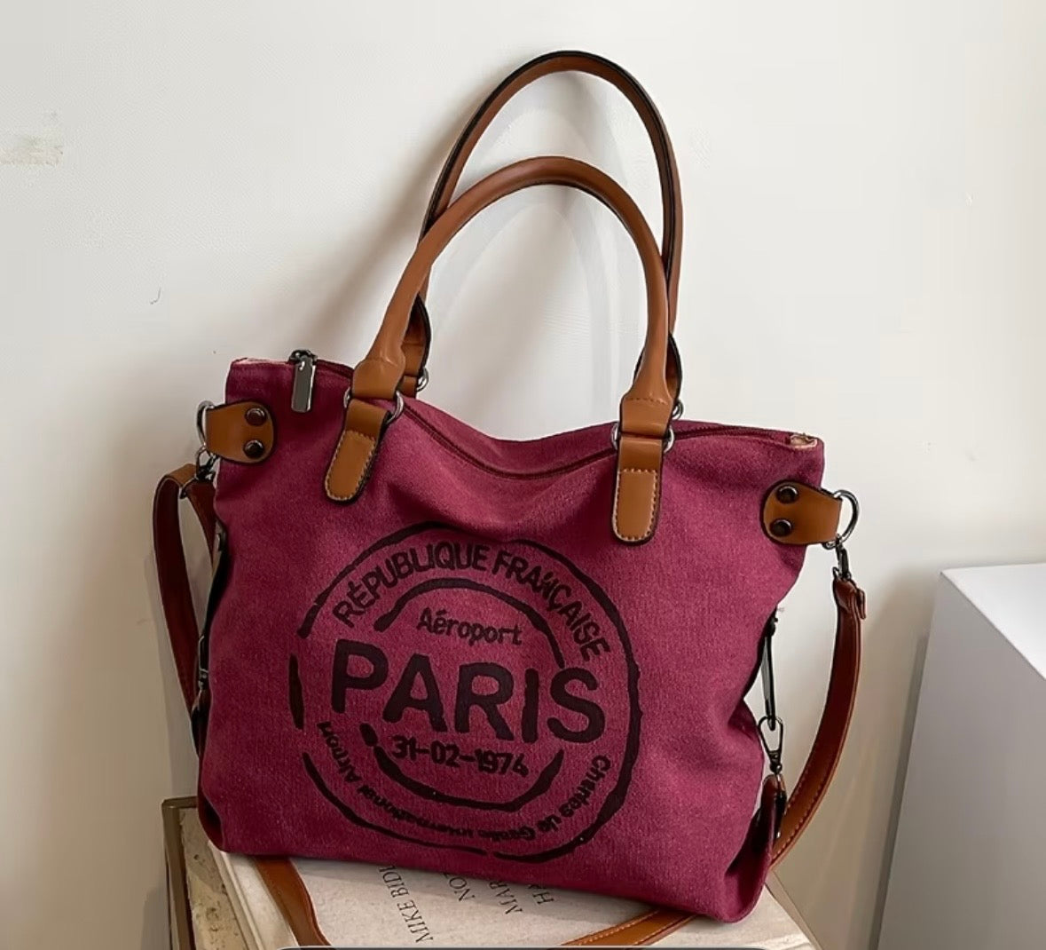 Vintage Style Aeroport Paris Canvas - Handbag/Tote Bag