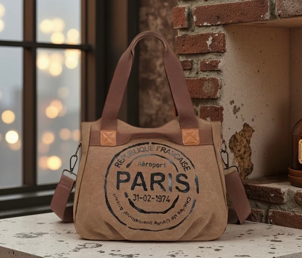 Vintage Style Aeroport Paris Canvas - Handbag/Tote Bag