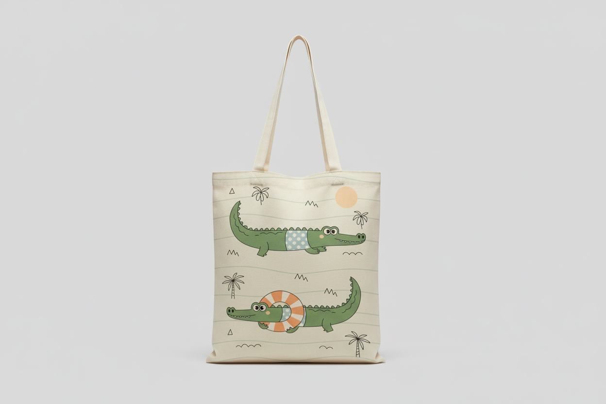 Crocodile Pattern Canvas Bag