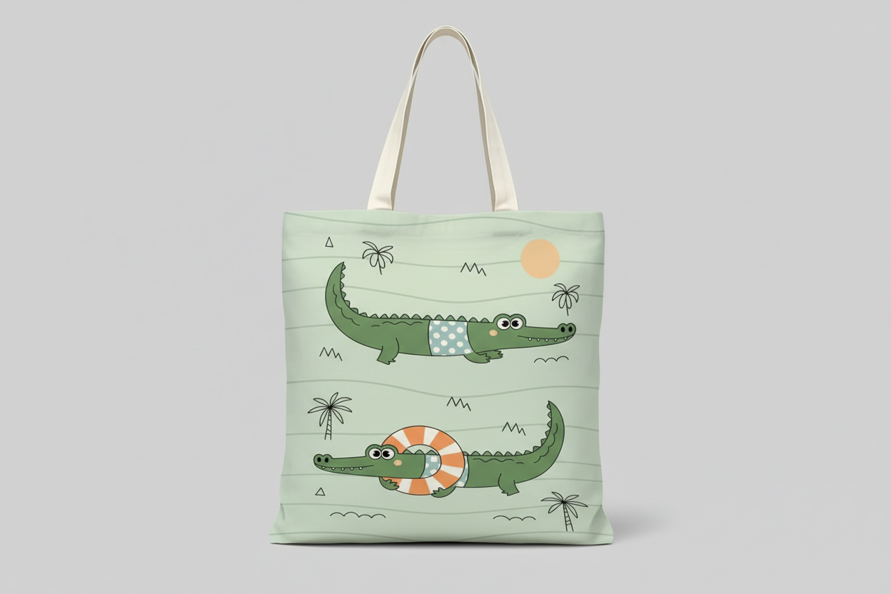 Crocodile Pattern Canvas Bag