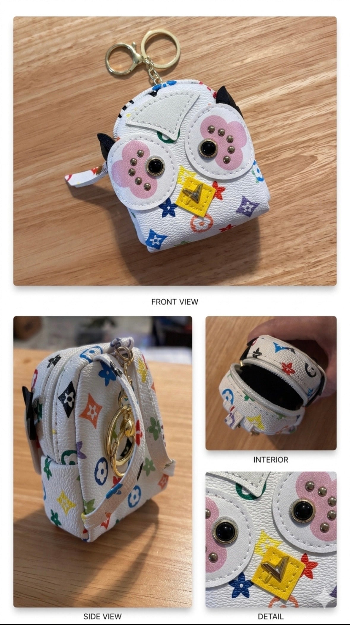 Mini Bag - Keychain - Designer Owl - Coin Backpack - Purse Charm