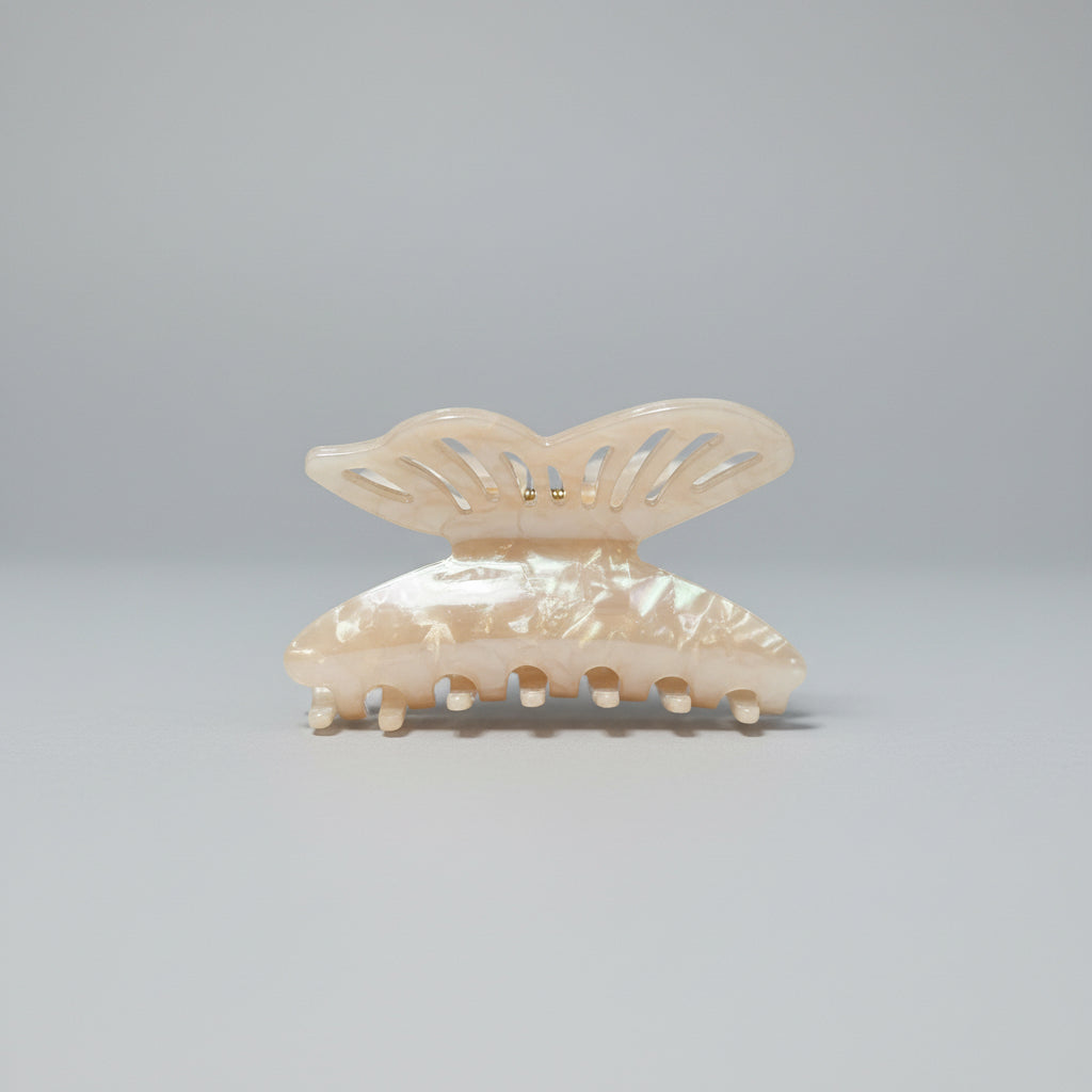 Hair Claws - Butterfly - Pearlescent Cream or Marbled Pink