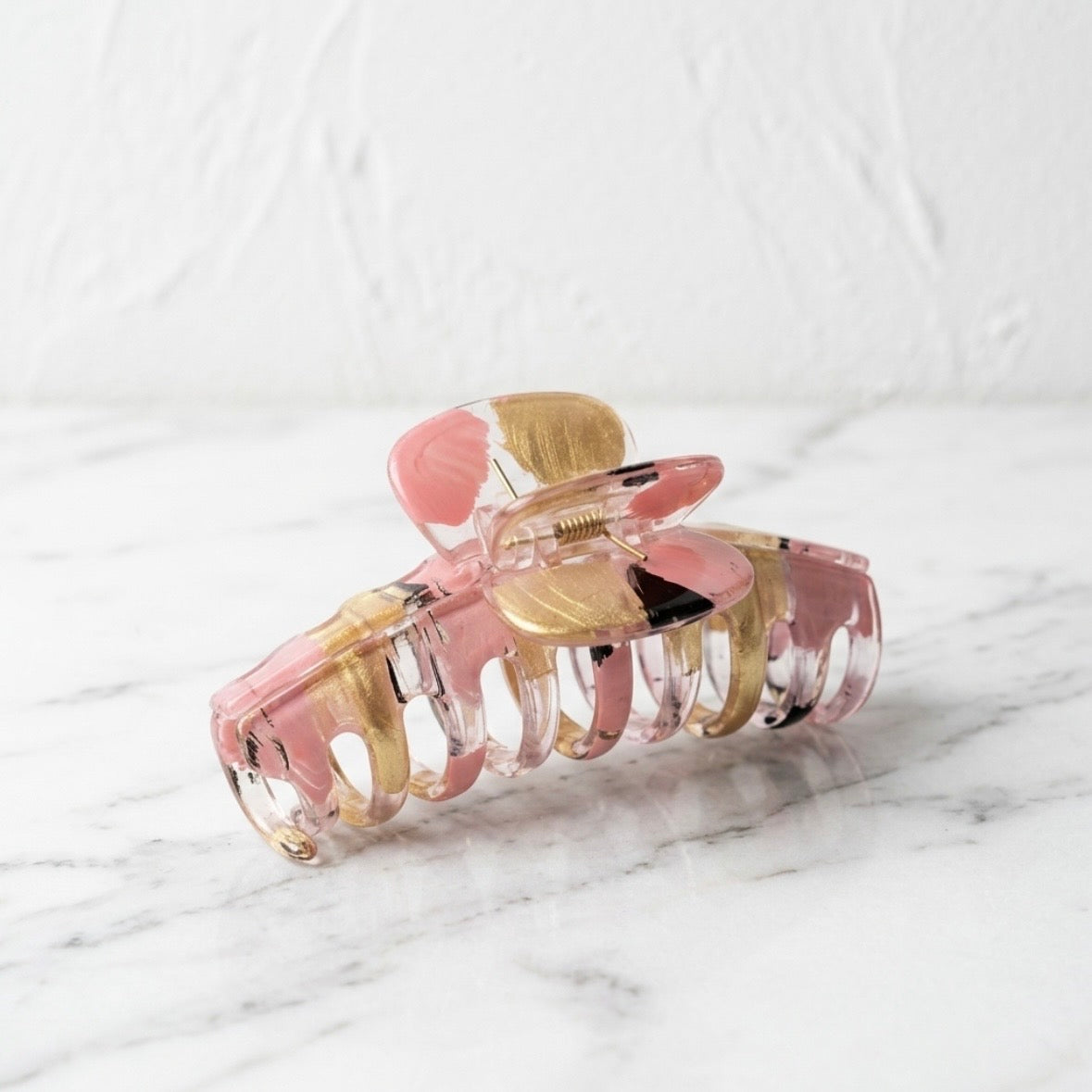 Hair Claws - Pink Matte or Gold-Flaked Glossy Resin - Hair Clip