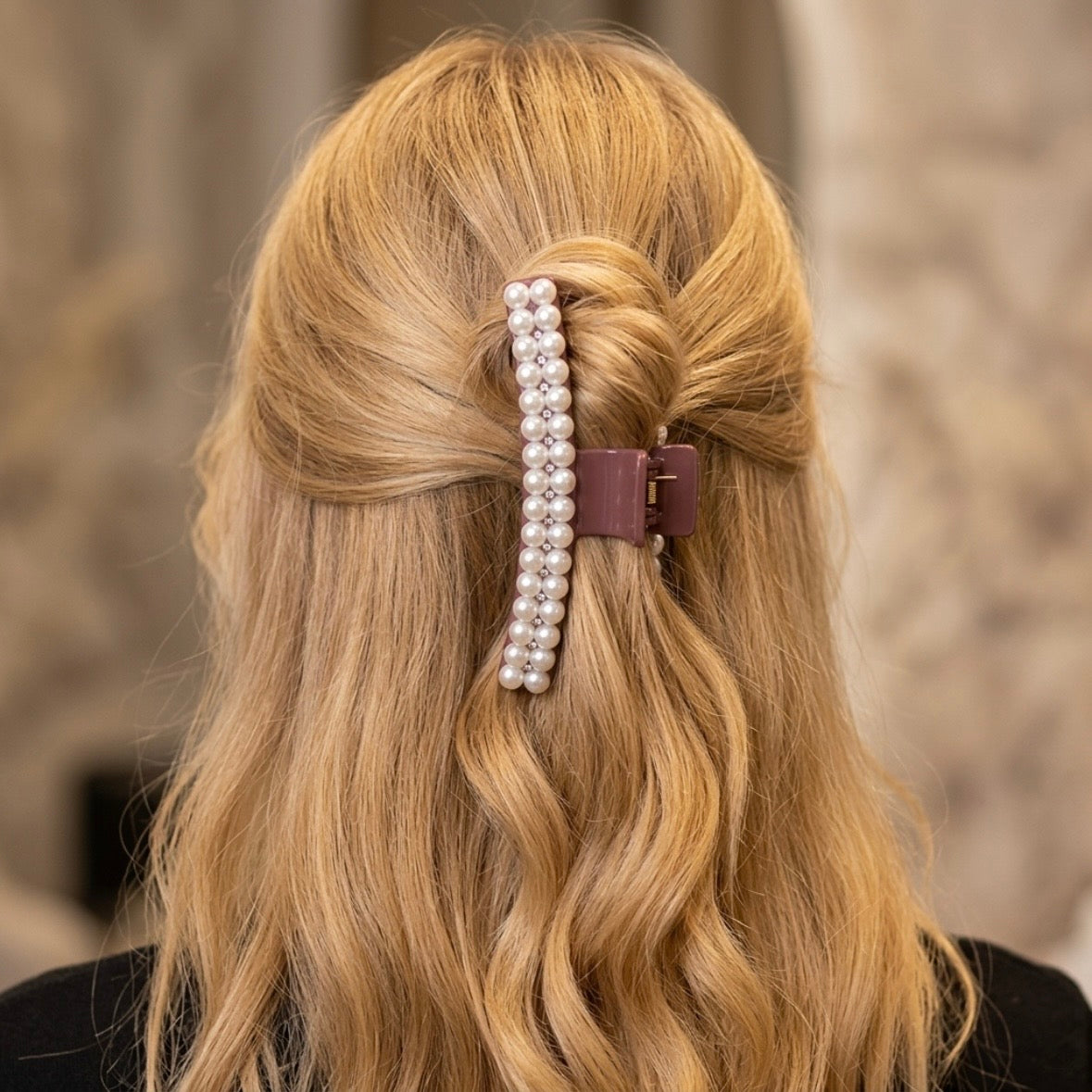 Hair Claws - Medium Size - Faux Pearl - in Classic Black or Soft Mauve