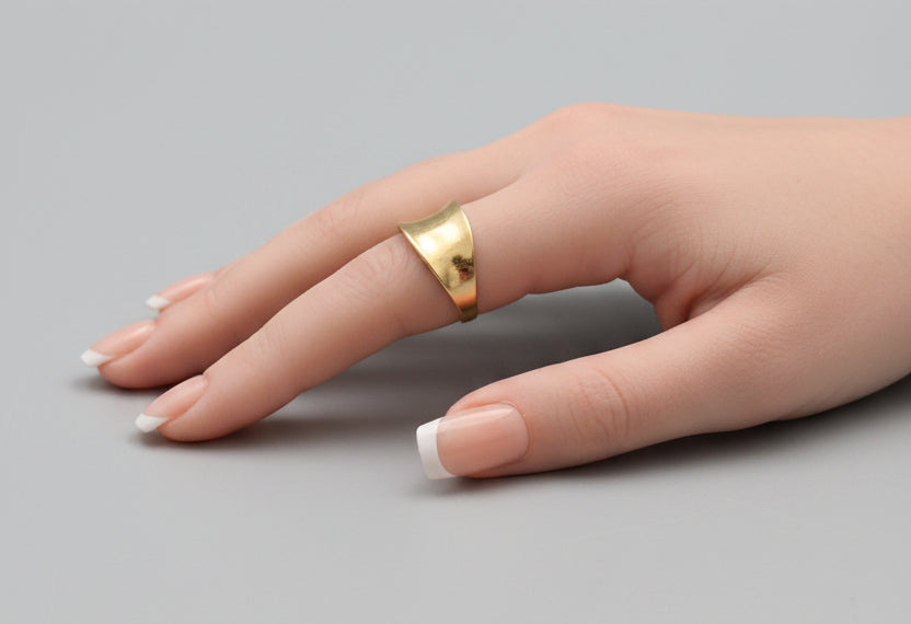 Ring - Gold Tone - Wide Band - Size 8