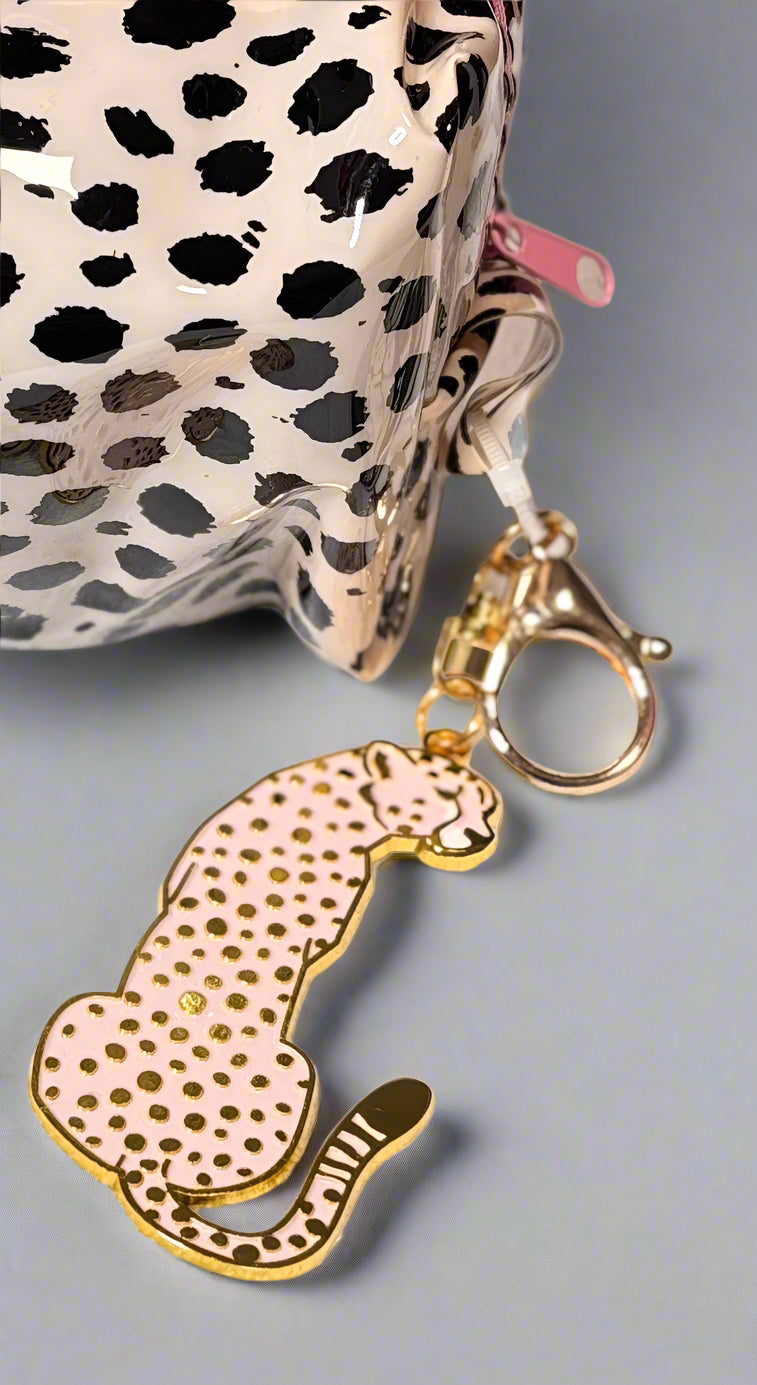 Wild Print Pencil Pouch with Cheetah Bag Clip/ Keychain