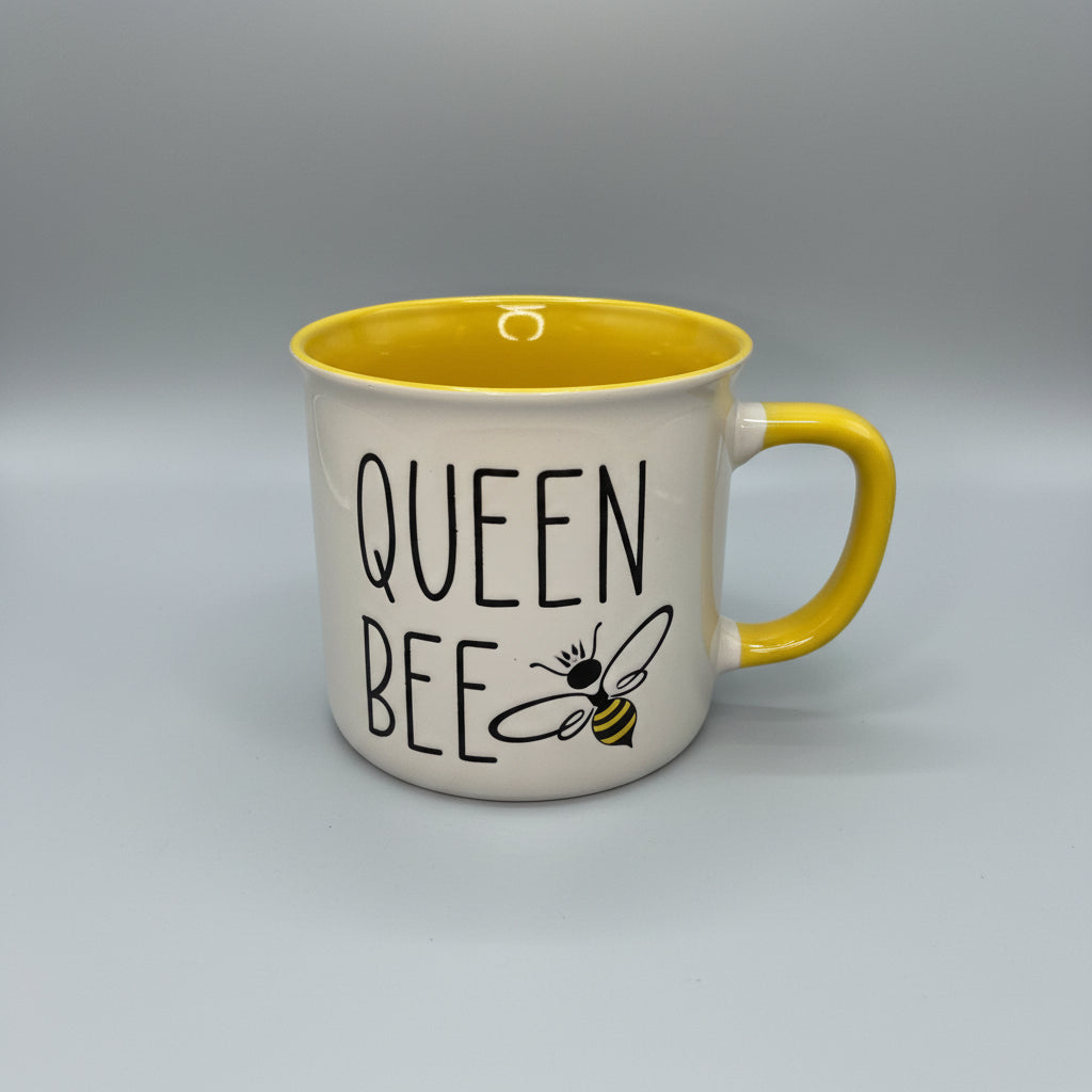 Coffee Mug - Vibrant Yellow - "Queen Bee" - Ceramic