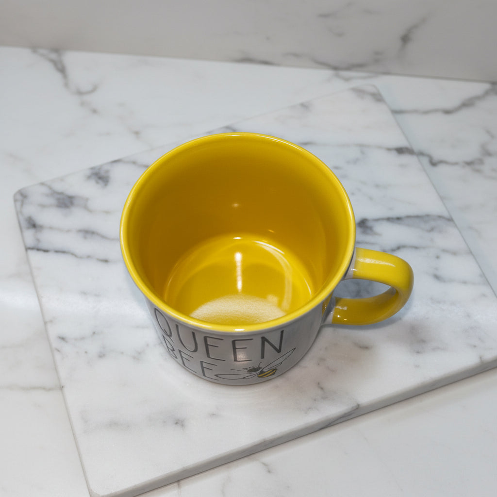 Coffee Mug - Vibrant Yellow - "Queen Bee" - Ceramic