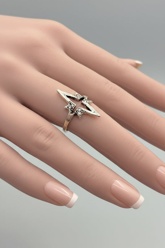 Ring - Silvertone Celestial Star Ring - Size 5.5