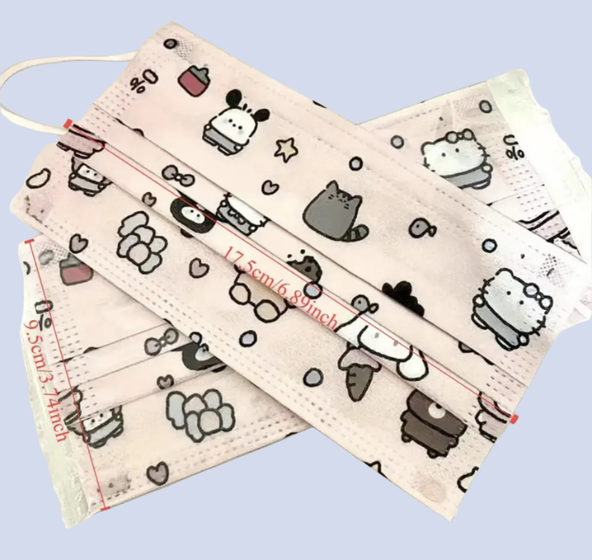 Disposable Face Mask - Set of 2 - Pink Hello Kitty Characters